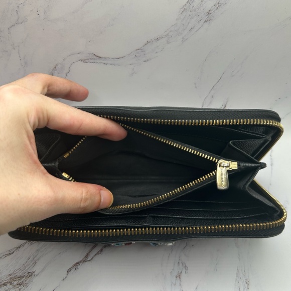 DOLCE & GABBANA Multicolor Crystal Logo Long Zippy Black Leather Wallet + COA - Picture 14 of 15